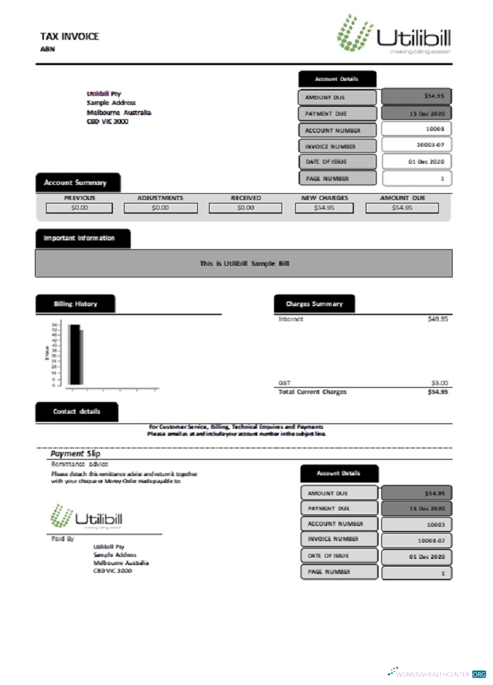 download Australia Utilibill easy to fill template in Word and PDF format (.doc and .pdf) PDF template